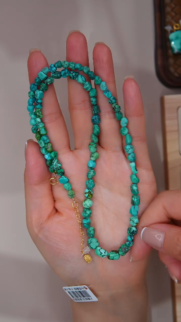【闪购商品】绿松石项链银S925镀金镶嵌多样性发货