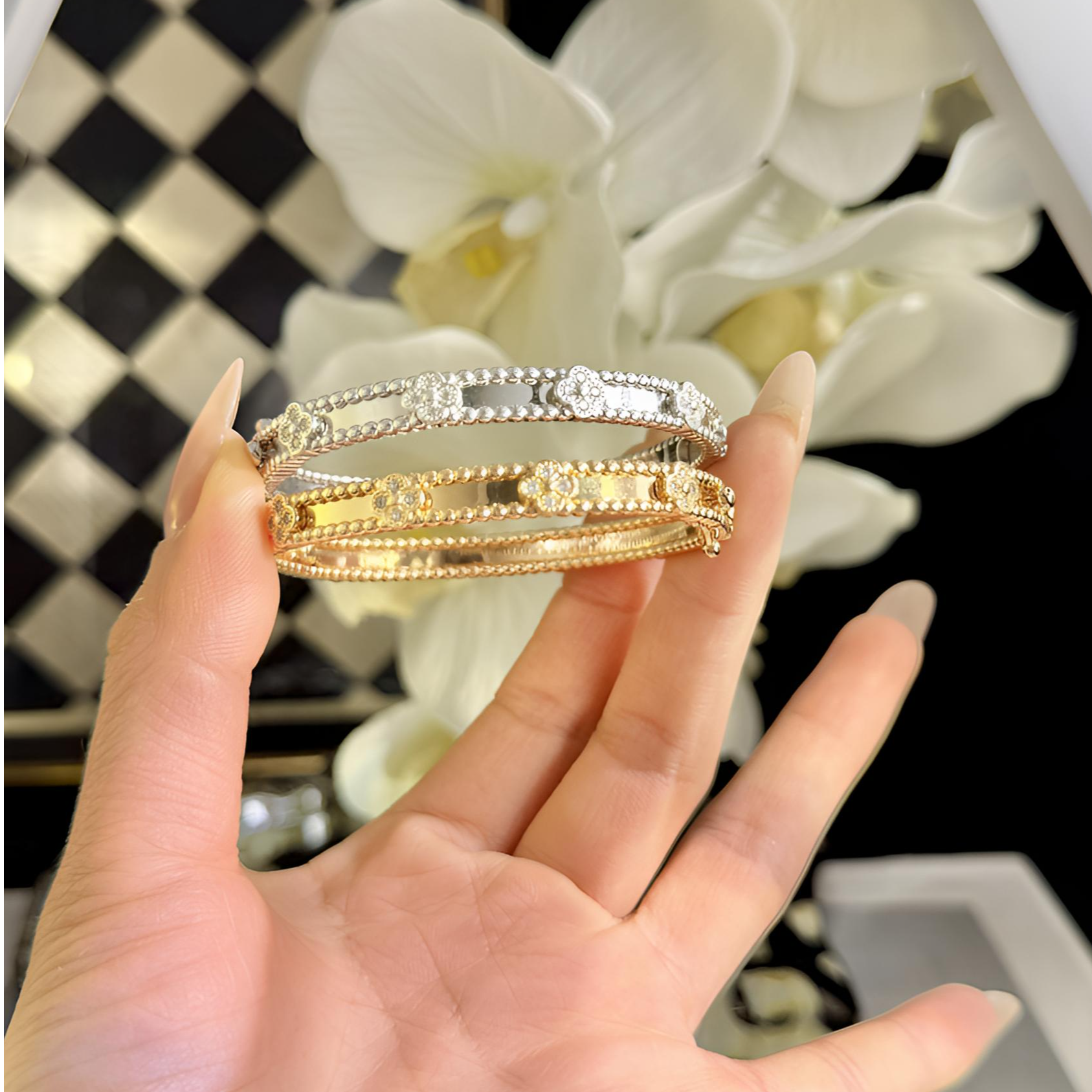 铜合金手镯 高定轻奢镀18K金手镯时尚百搭