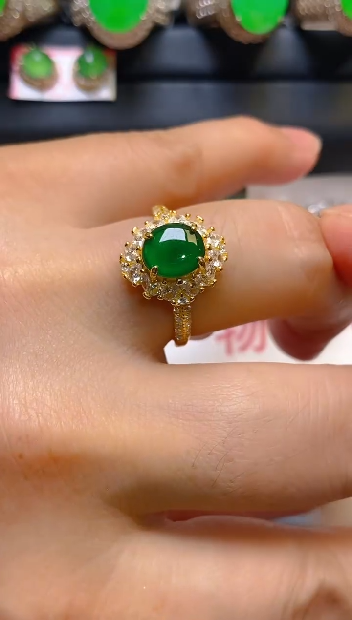 【闪购商品】翡翠耳饰银S925镶嵌天然A货翡翠1