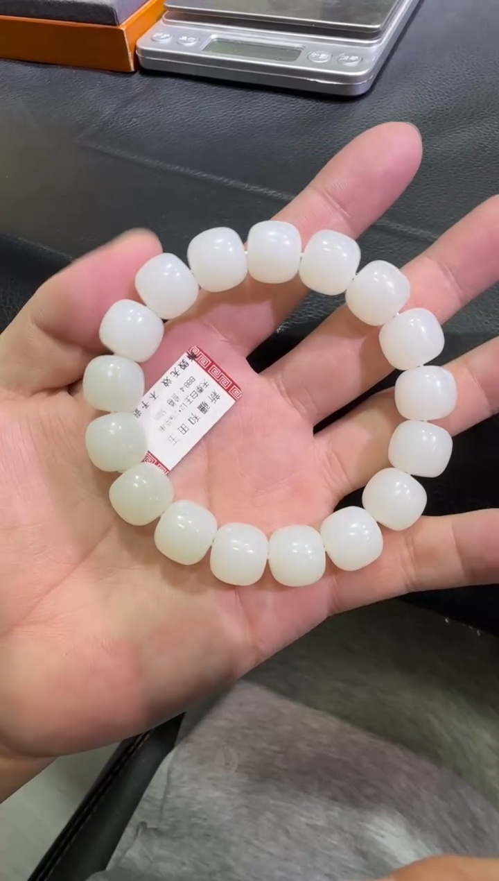 未镶嵌手串和田玉天泰白玉12*13手串（产地直发）