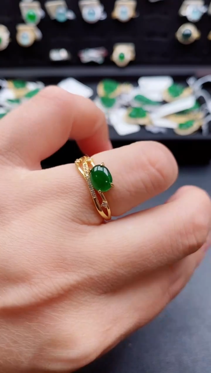 银S925镶嵌戒指翡翠1