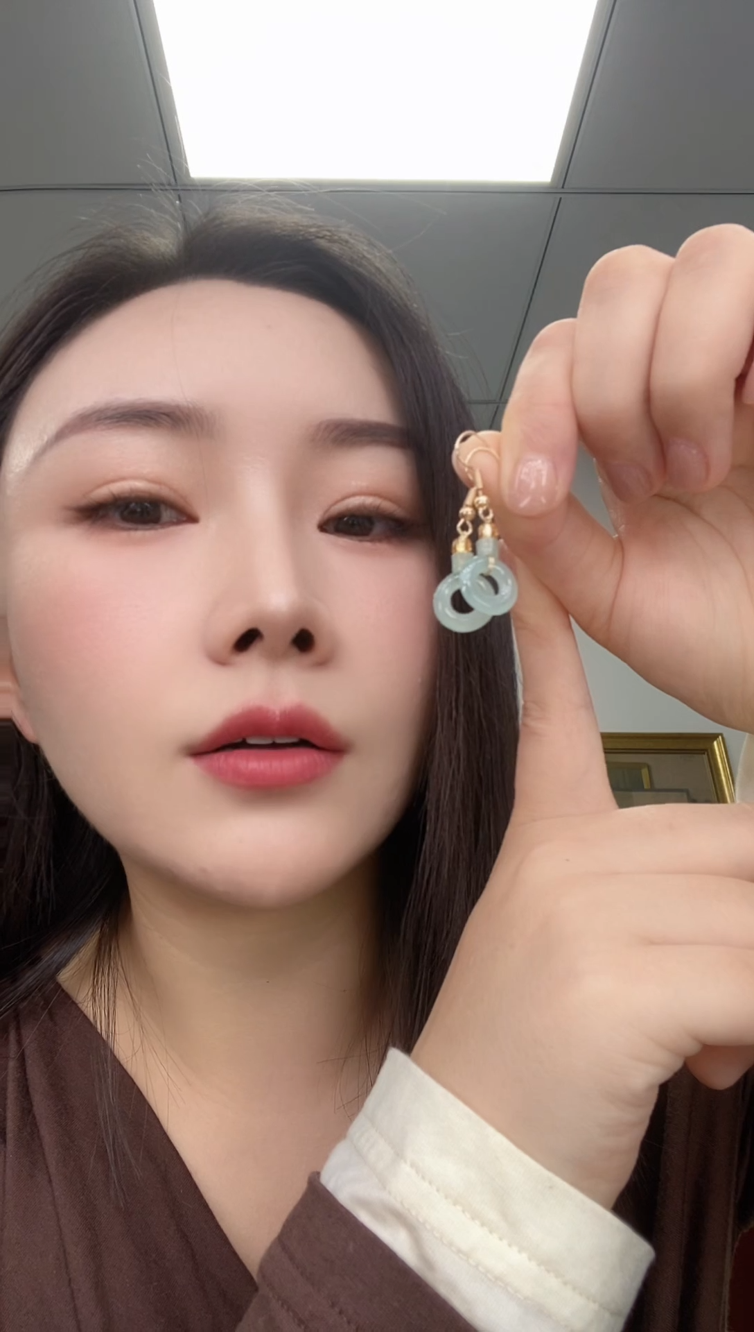 合金翡翠耳饰JJ0001