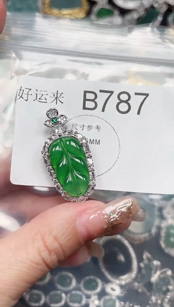 【闪购商品】翡翠颈饰未镶嵌送皮绳787