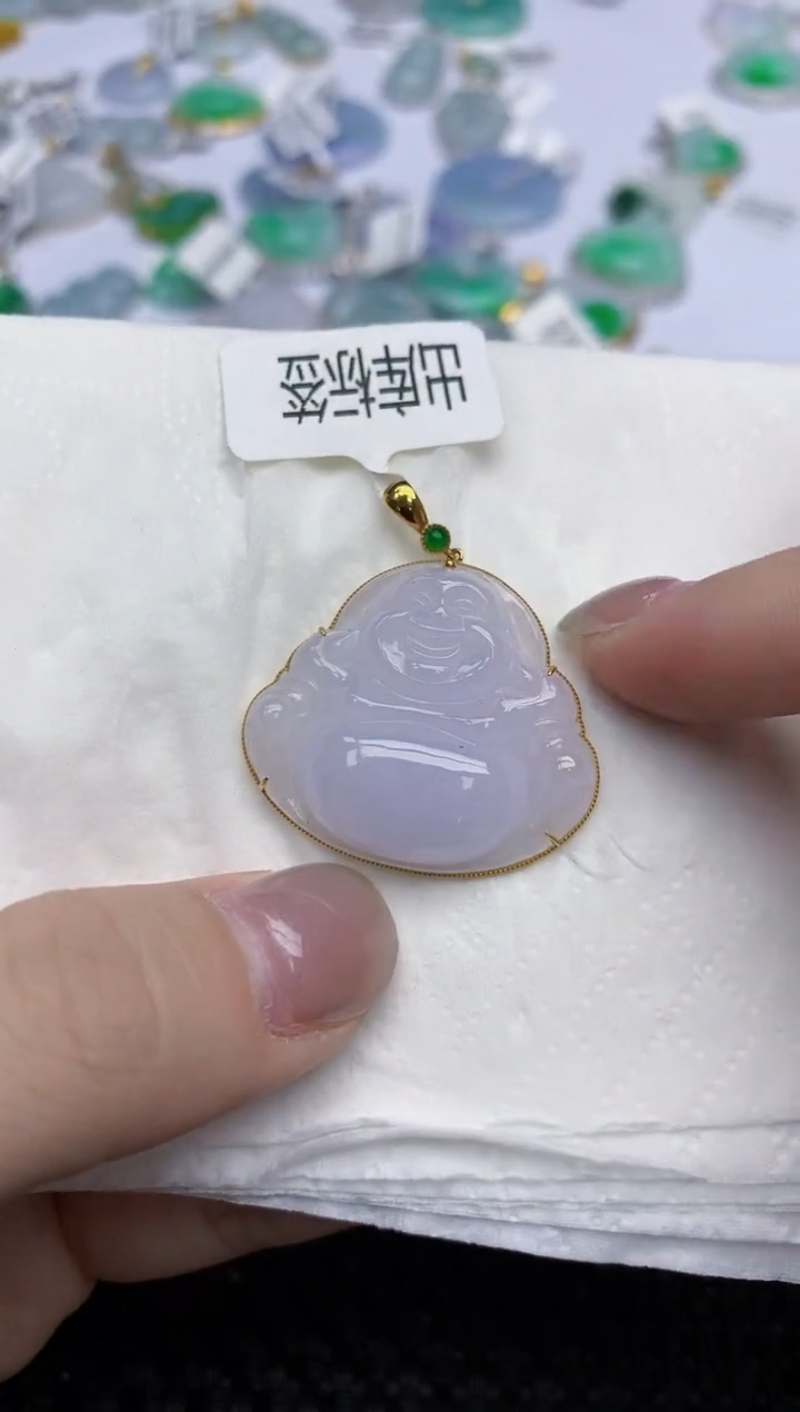 【闪购商品】翡翠颈饰18K金镶嵌天然翡翠A货