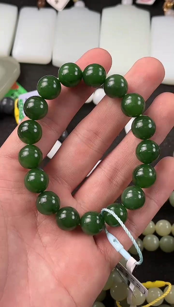 【闪购商品】和田玉手串未镶嵌新疆和田碧玉卡12微色差