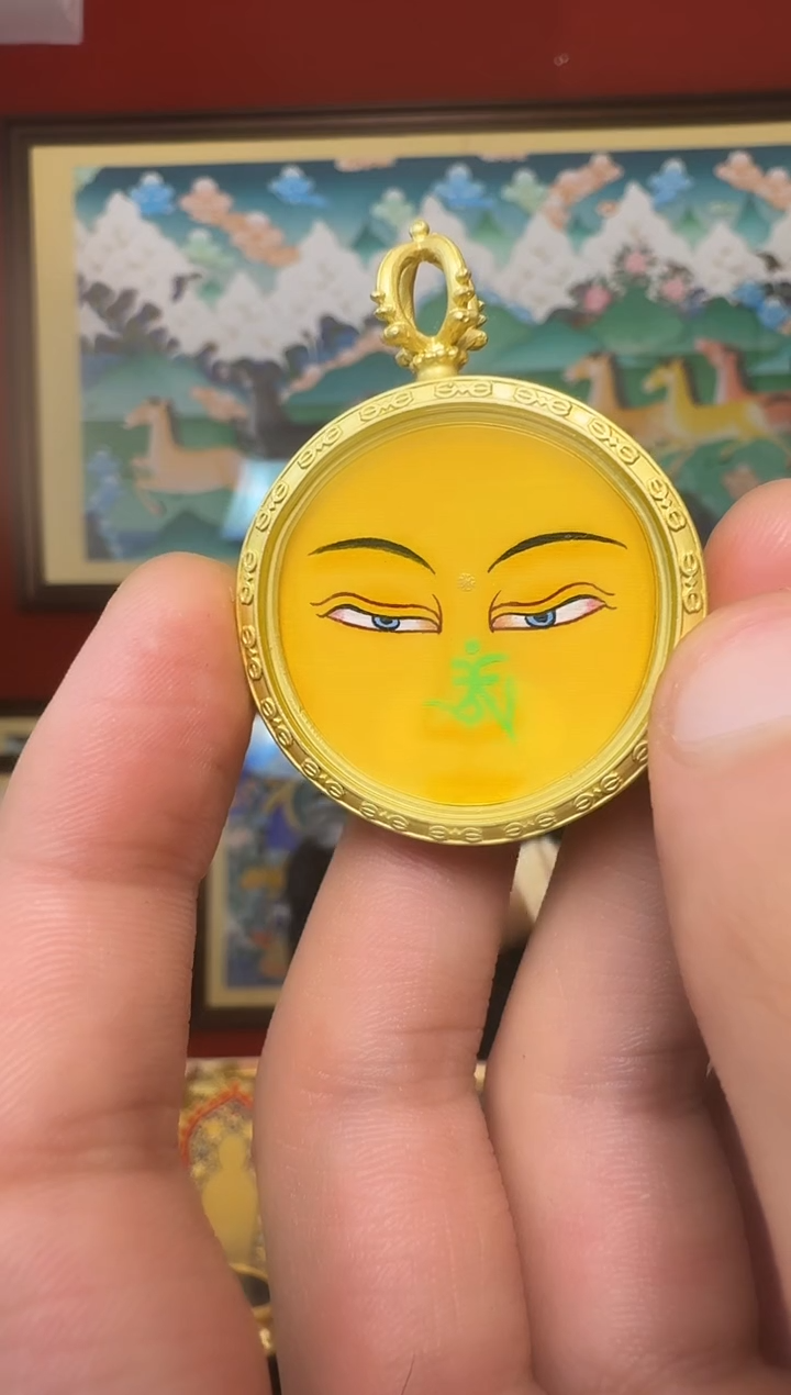 吊坠文老师-热贡纯手绘周毛