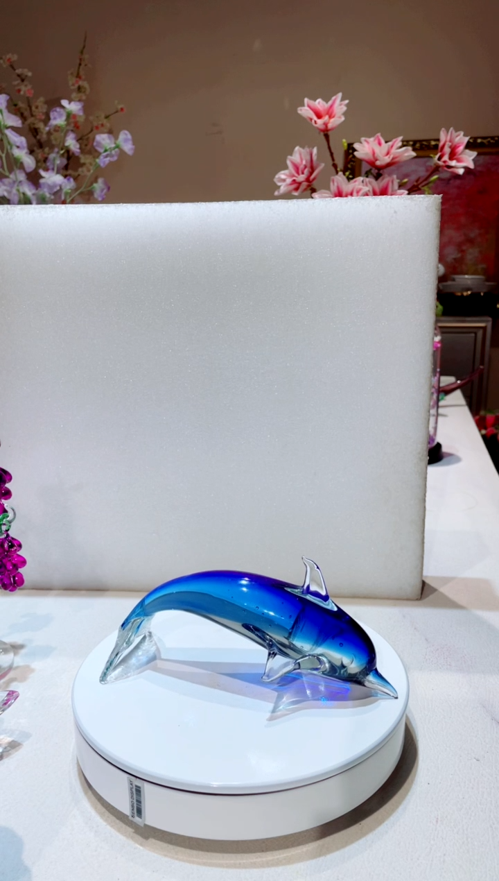 【闪购商品】琉璃手工艺品中号深蓝色海豚  微瑕