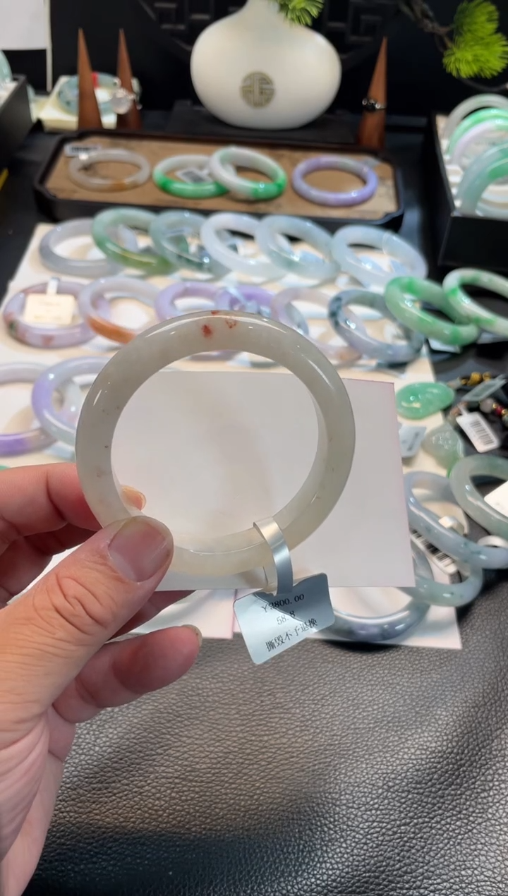 未镶嵌手镯翡翠?***️92号链接 有纹裂 58.8正圈