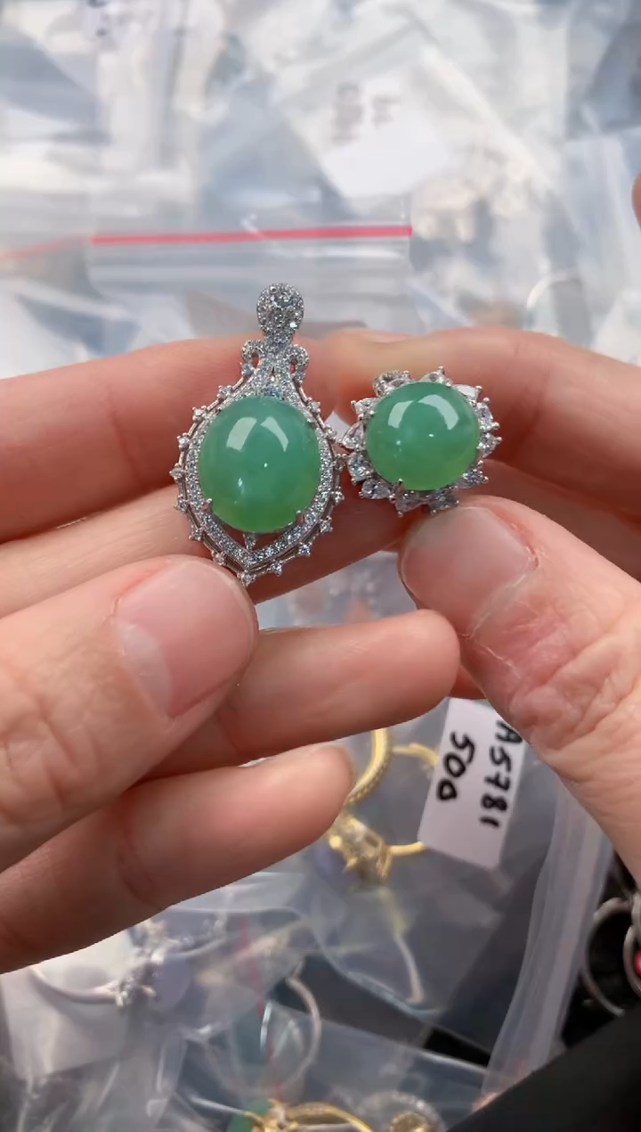 银S925镶嵌戒指翡翠666   9