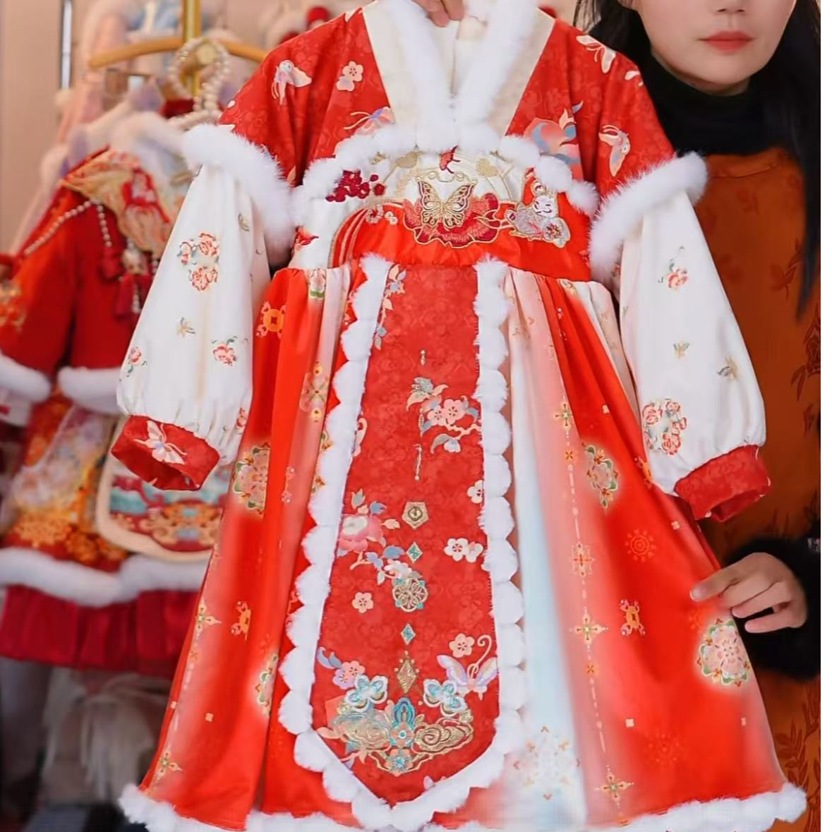 拜年服【未央-加绒襦裙】女童连衣裙长袖连衣裙套装