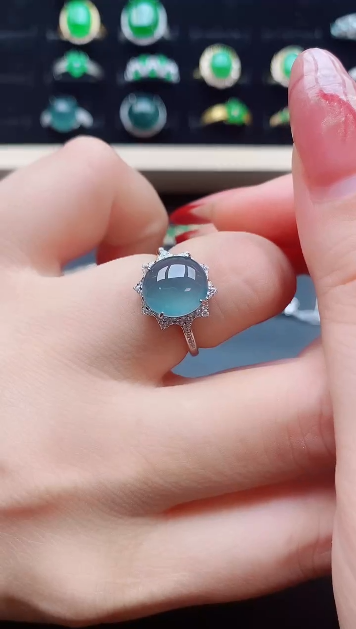 【闪购商品】翡翠戒指银S925镶嵌1321