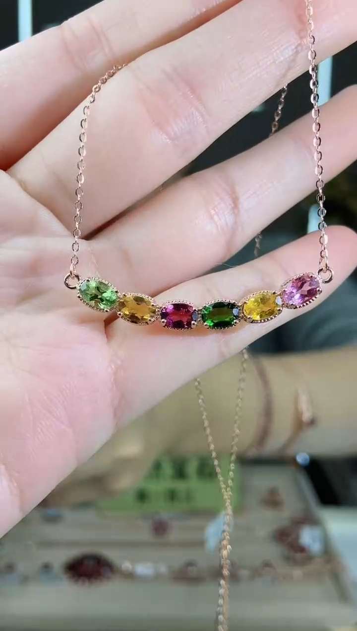 【闪购商品】碧玺颈饰银S925镶嵌颈饰