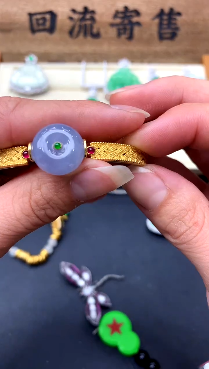 【闪购商品】翡翠手镯18K金镶嵌649-中国好珍宝