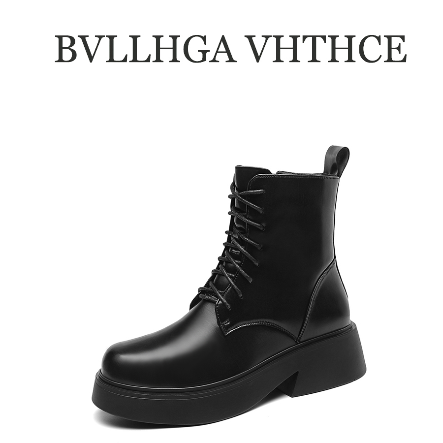  BVLLHGA VHTHCE【芯片】新款圆头马丁靴真皮拉链女靴时尚百搭663