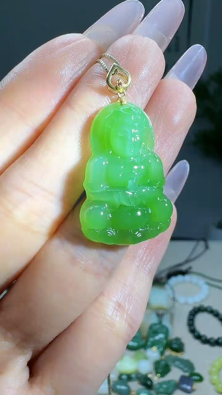 吊坠(不含链)18K金镶嵌和田玉1