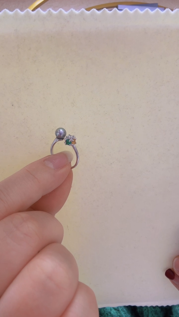 【闪购商品】海水珍珠戒指未镶嵌真多麻正圆5.8mm+S925银戒指