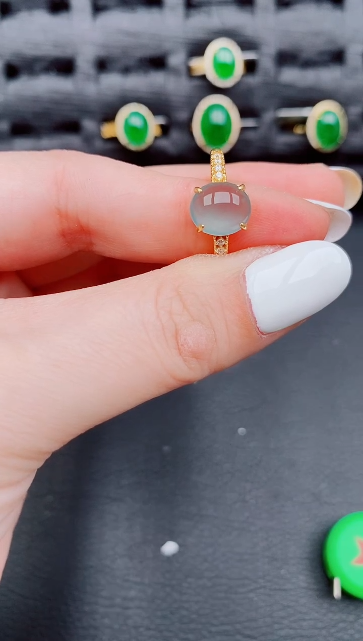 【闪购商品】翡翠戒指银S925镶嵌天然a货翡翠473