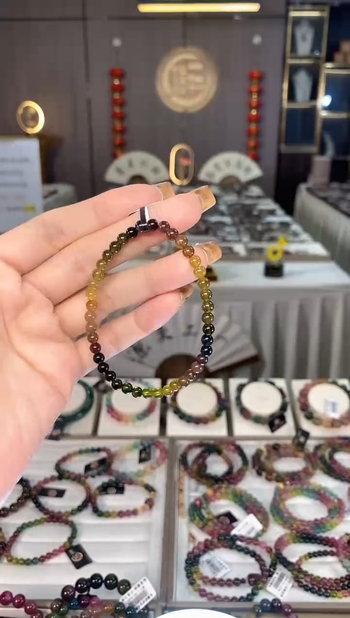 未镶嵌老矿碧玺单圈手串4mm+碧玺dan多样性发货一条