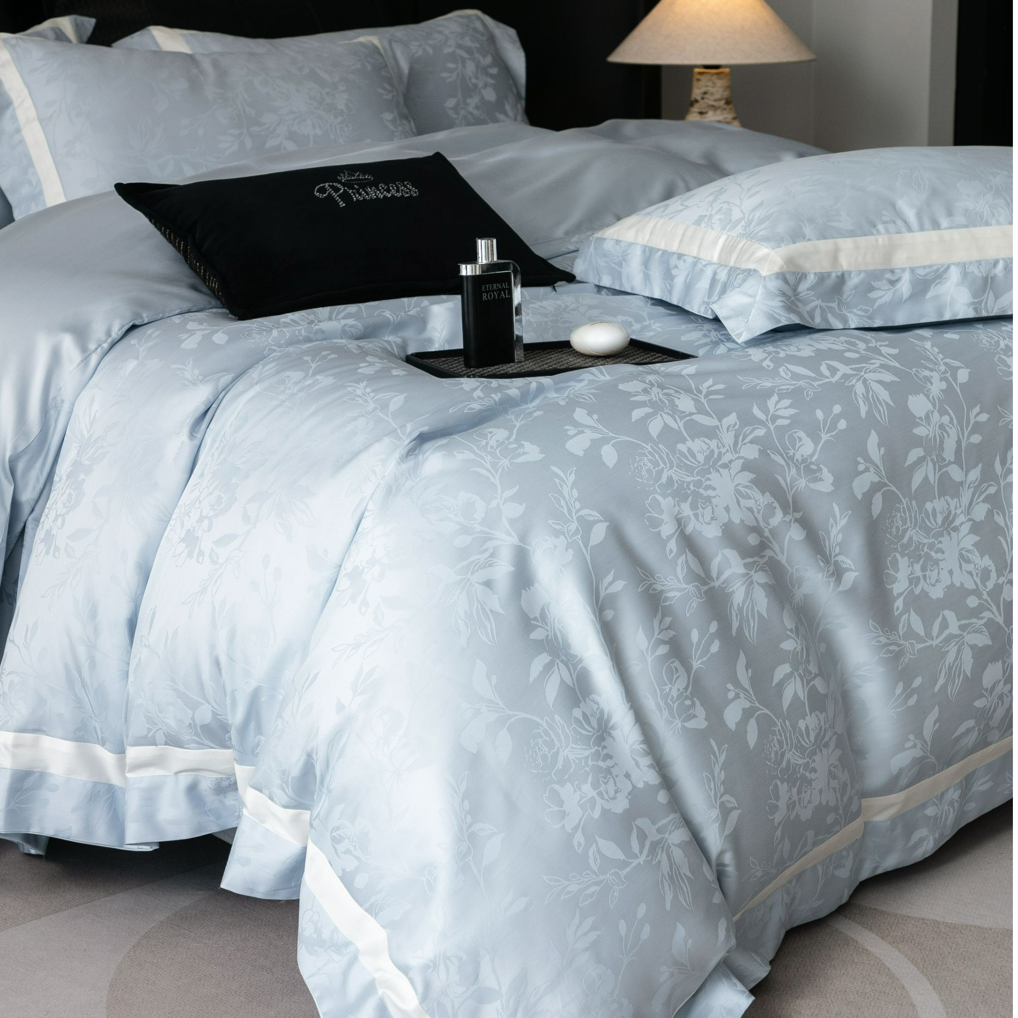 ROWHOLLY【一路生花】高端天丝棉提花四件套轻奢丝滑被套四季床品