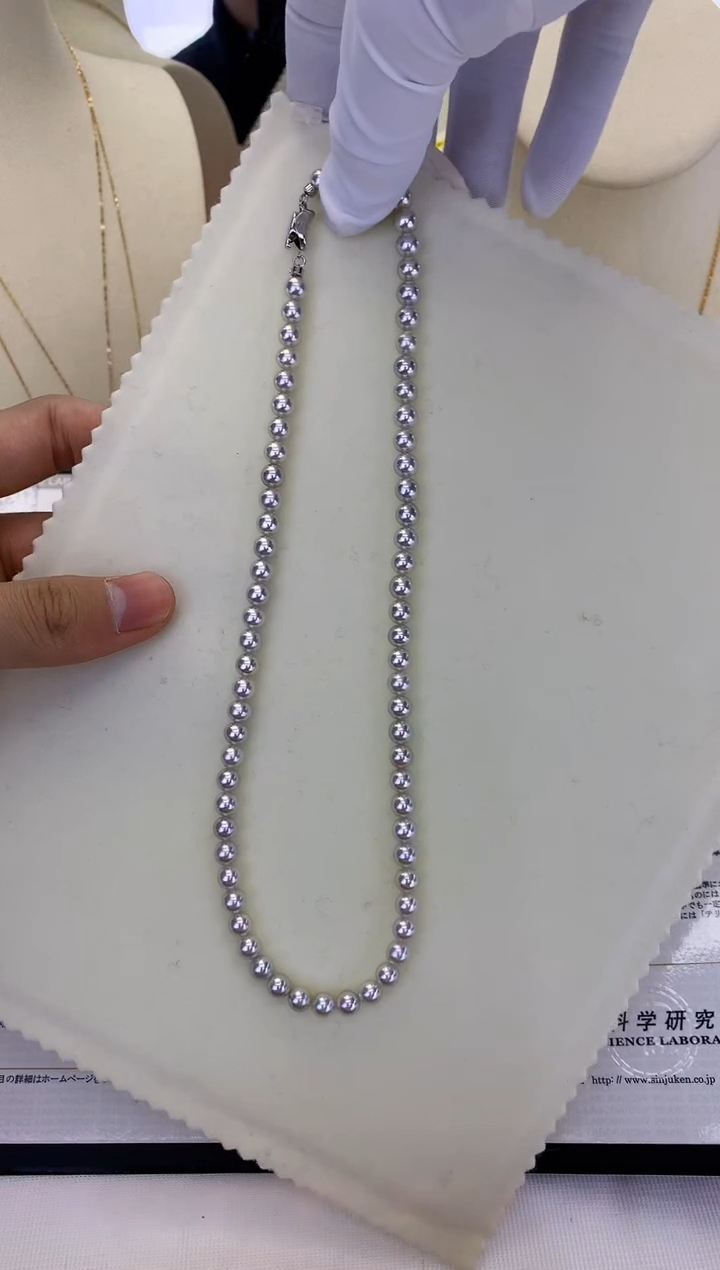 银S925镶嵌DA海水珍珠 GD009 5.5-6 blue rose串链带大证