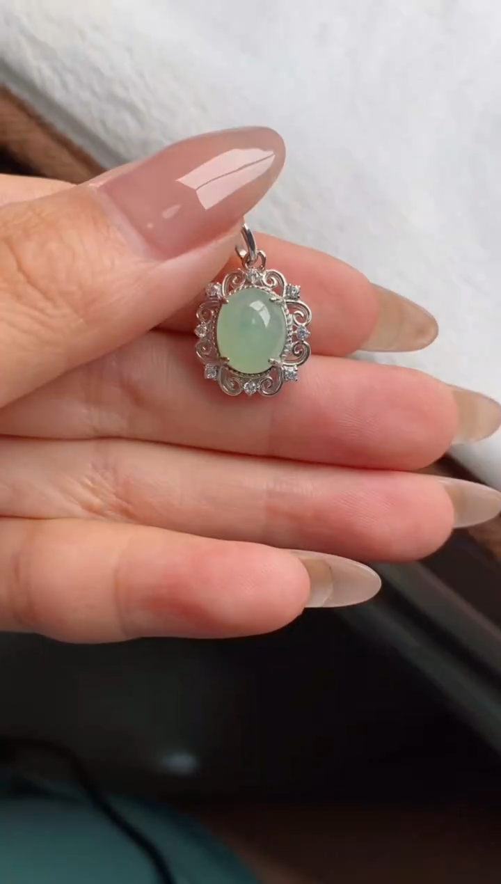 翡翠戒指银S925镶嵌天然A货翡翠