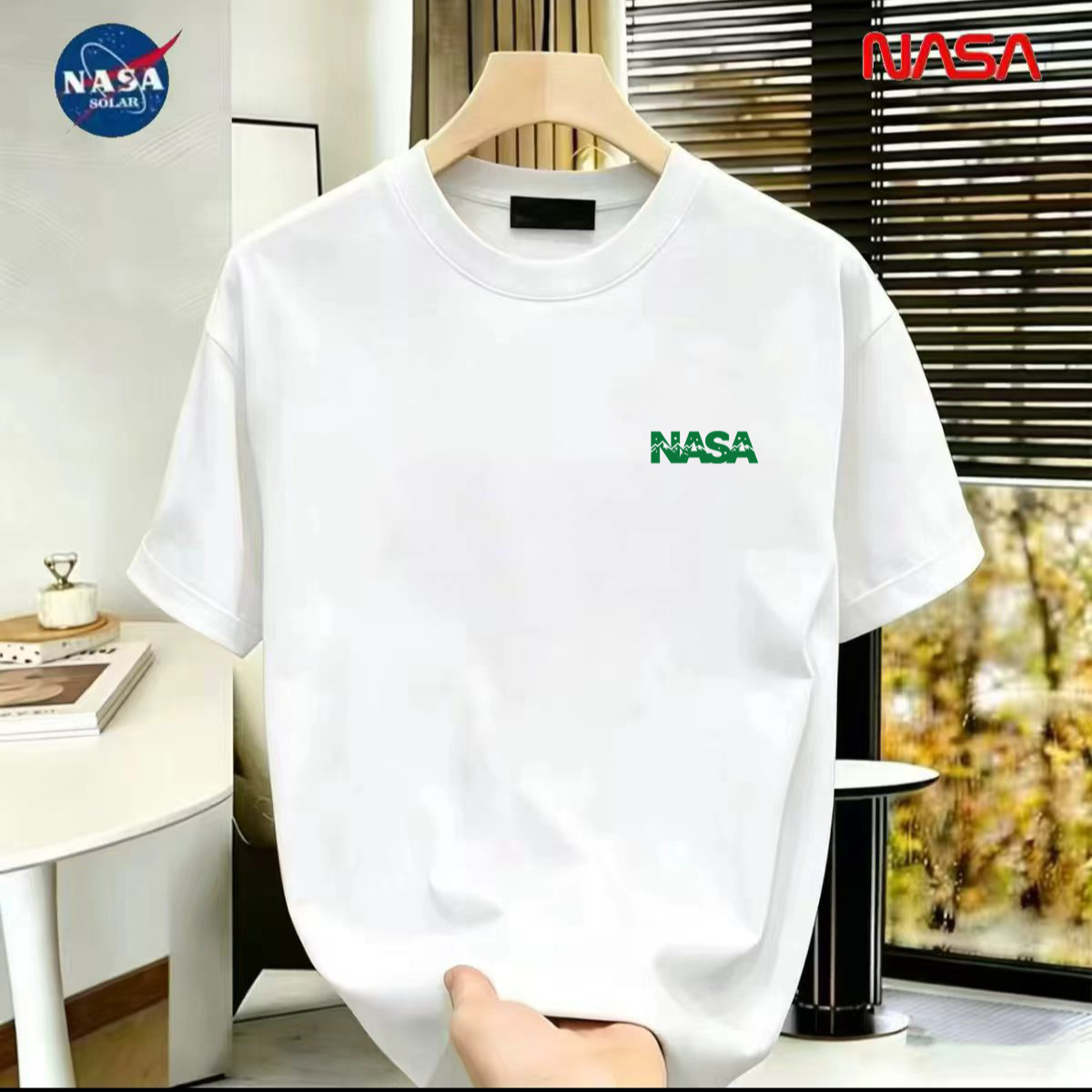 NASA联名纯棉夏季圆领短袖T恤微宽松时尚男女同款休闲百搭43