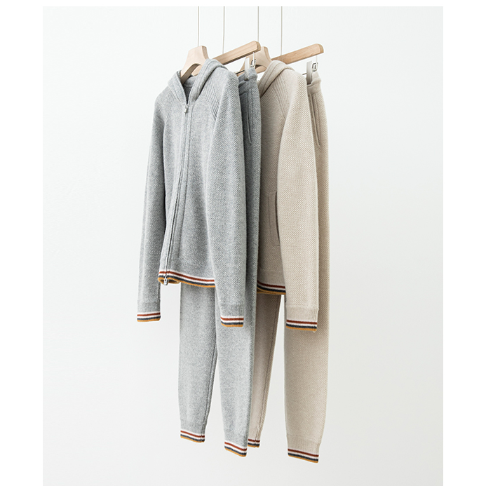 LP撞色边连帽插肩袖针织衫针织裤ZZS3J2823