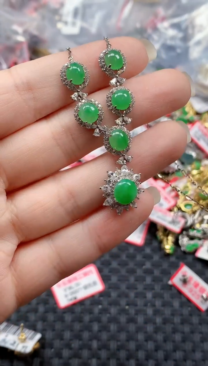 银S925镶嵌戒指翡翠天然A货缅甸翡翠