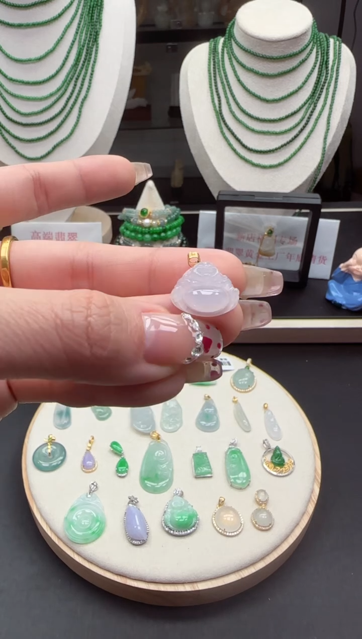 【闪购商品】翡翠吊坠(不含链)18K金镶嵌【海莎一口翠】翡翠挂件1