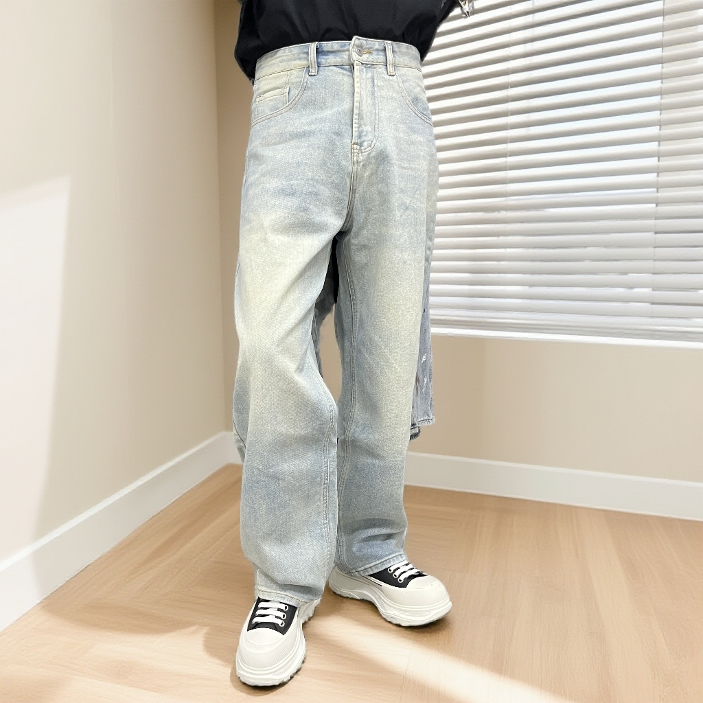 直筒美式复古直筒广州新塘牛仔裤2025新款裤子男款牛仔裤痞帅