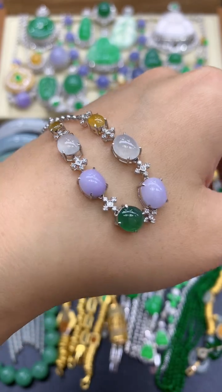 18K金镶嵌手链翡翠 275-中国好珍宝