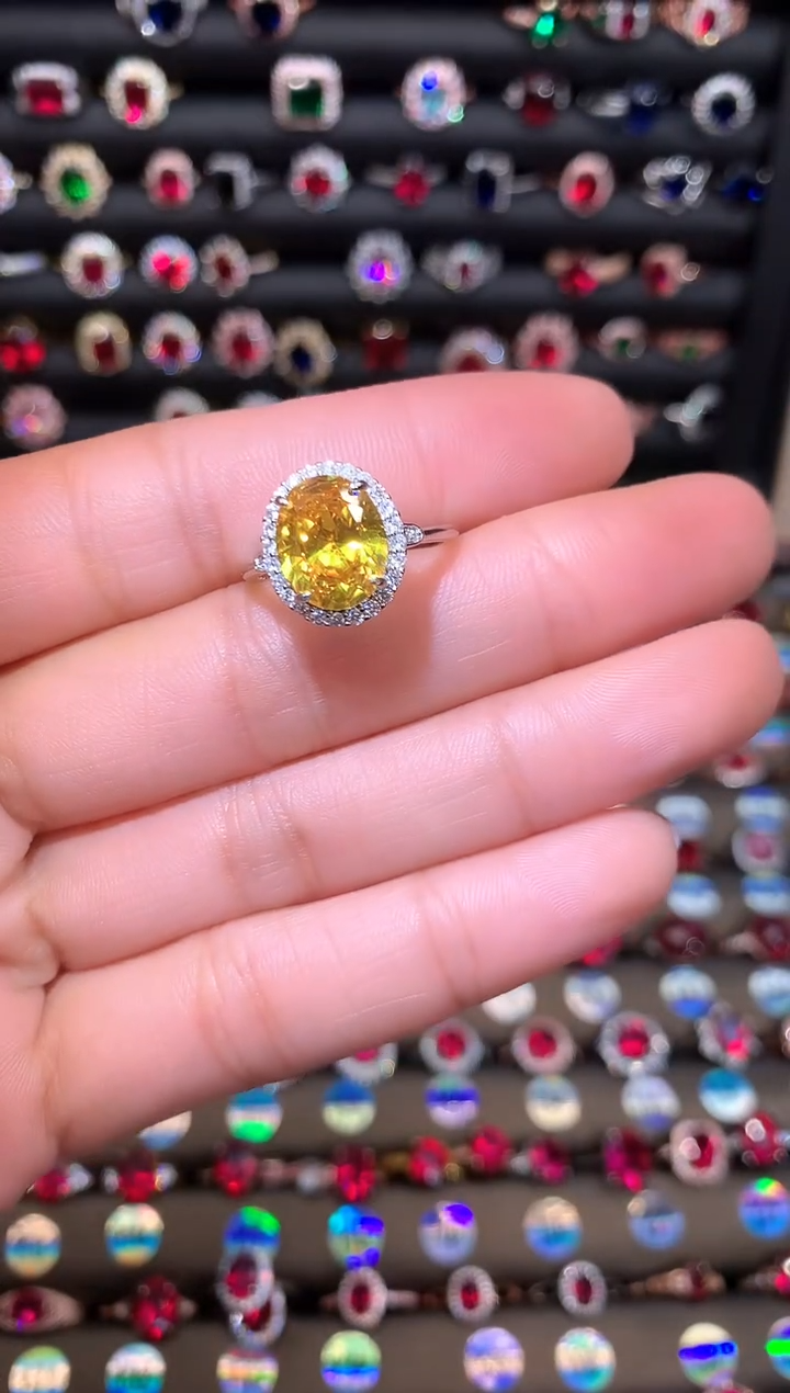 【闪购商品】水晶戒指银S925镶嵌911黄水晶