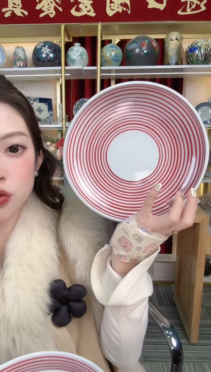 陶瓷【单支】日本进口翔武窑圆型钵21.5cm-红驹