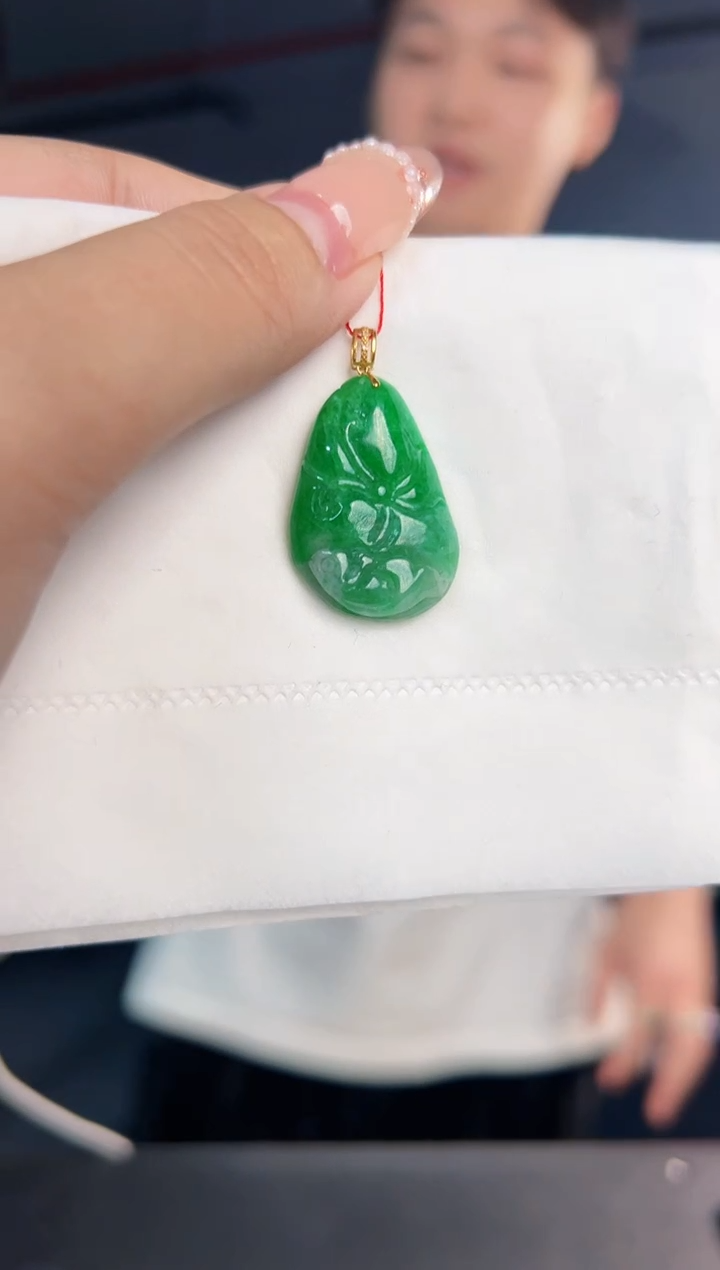 【闪购商品】翡翠颈饰18K金镶嵌缅料A货翡翠/支持复检/一件