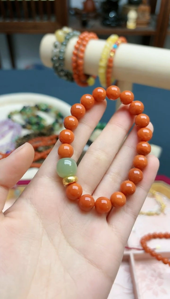 【闪购商品】南红玛瑙手串银S925镶嵌南红多宝9mm手串*1 TF