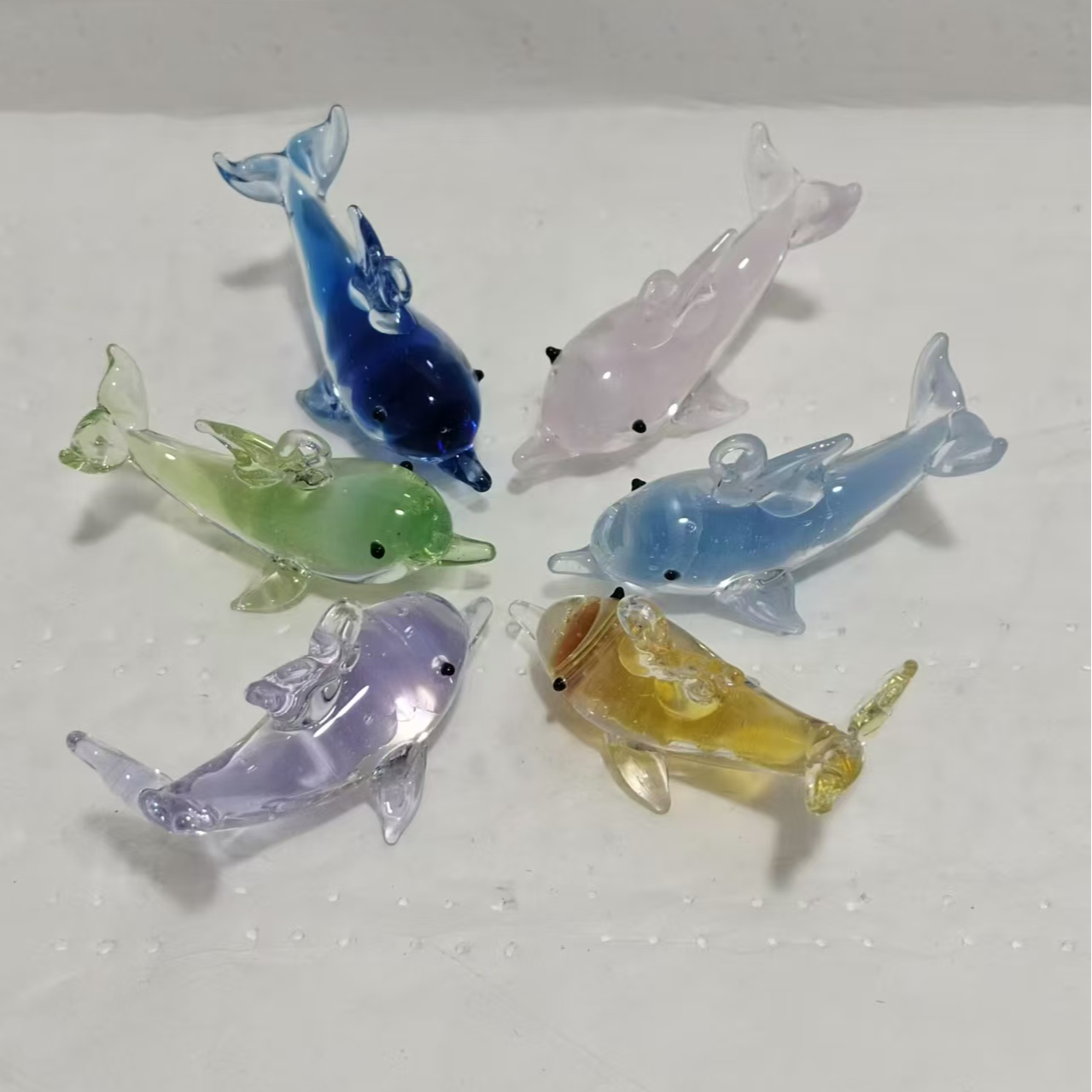 手工琉璃玻璃进口料工艺品海豚吊坠DIY小摆件梦幻紫色可爱日常