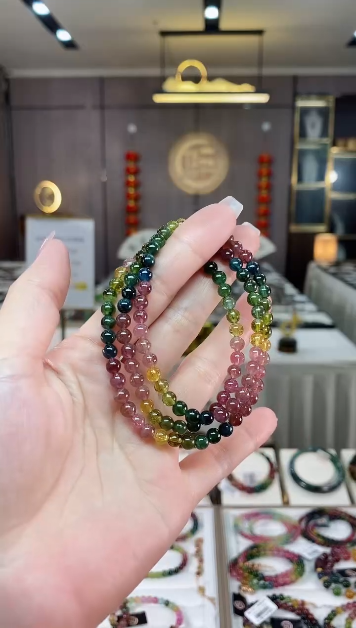 【闪购商品】碧玺三圈手串5mm+未镶嵌（多样性发一条）hon