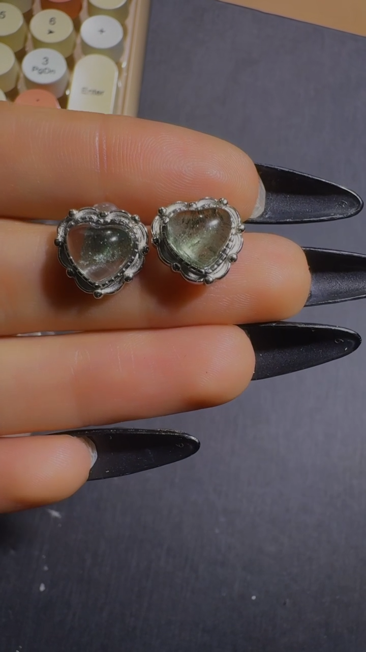 【闪购商品】水晶耳钉未镶嵌C2417绿幽灵 耳钉