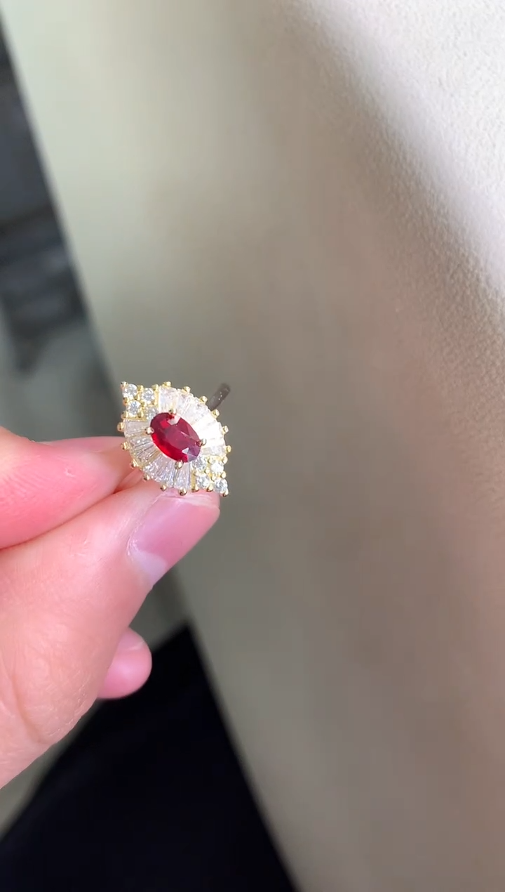 银S925镶嵌戒指红宝石戒指