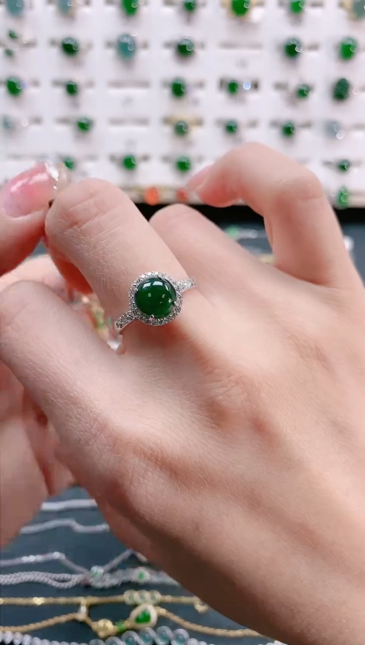 【闪购商品】翡翠戒指银S925镶嵌天然翡翠