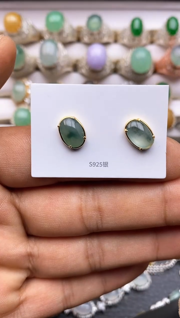 【闪购商品】翡翠耳饰银S925镶嵌/0051