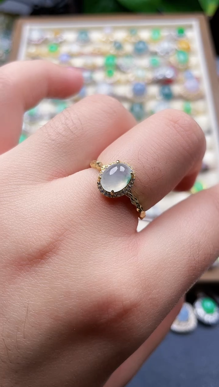 银S925镶嵌戒指翡翠1