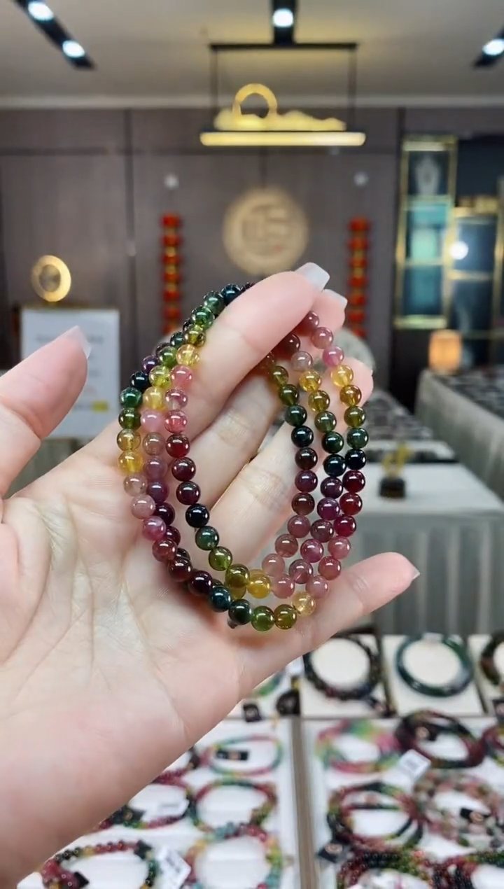 【闪购商品】碧玺三圈手串5mm+未镶嵌（多样性发一条）hon