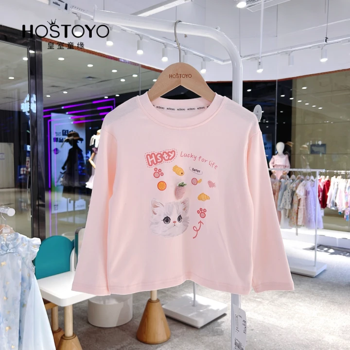 【皇室童缘】2025秋季女童新款时尚百搭可爱猫猫T恤上衣17780235013