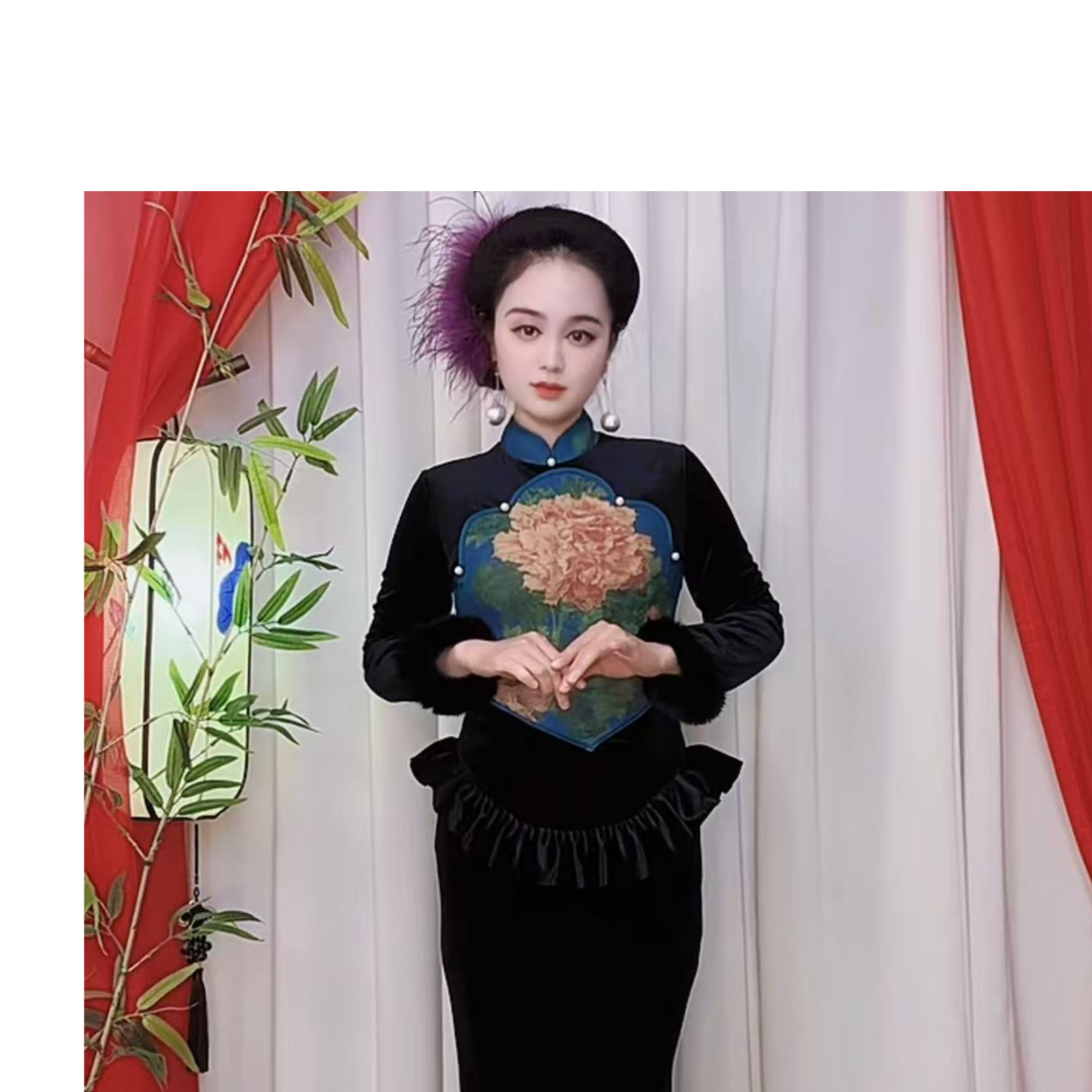 古风长裙气质长袖加绒日常新中式旗袍网红中式ins鱼尾裙古典运动