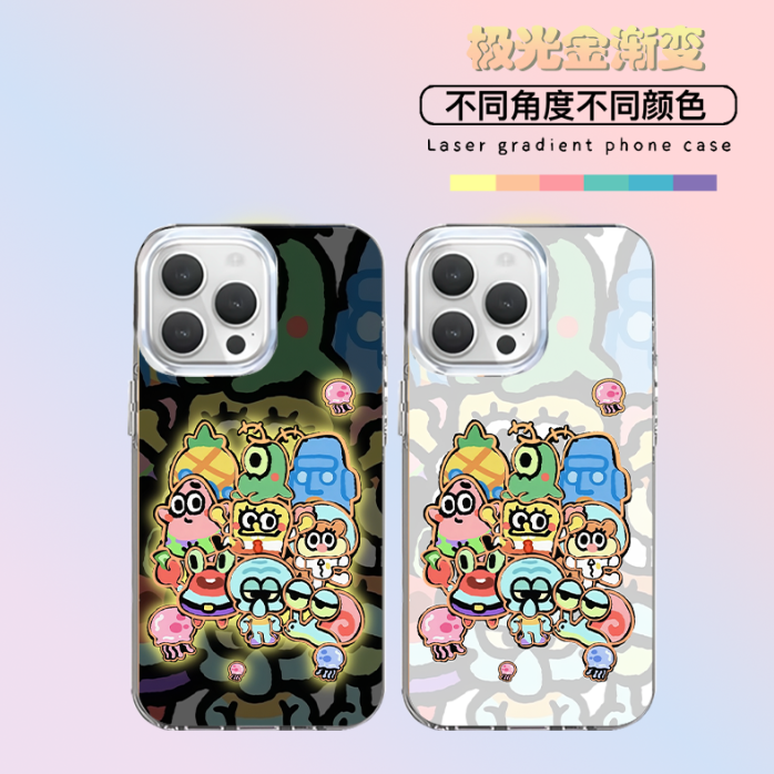 海绵宝宝全员适用苹果iphone华为VIVO小米OPPO一加极光金手机壳
