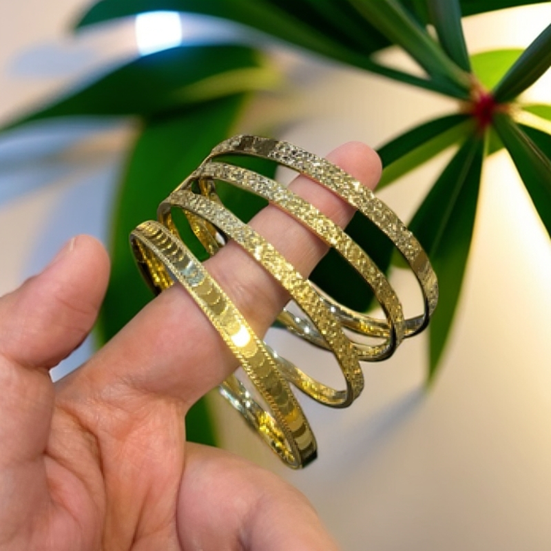 黄铜手镯 碎冰款闪闪金色手镯轻奢时尚百搭气质小众