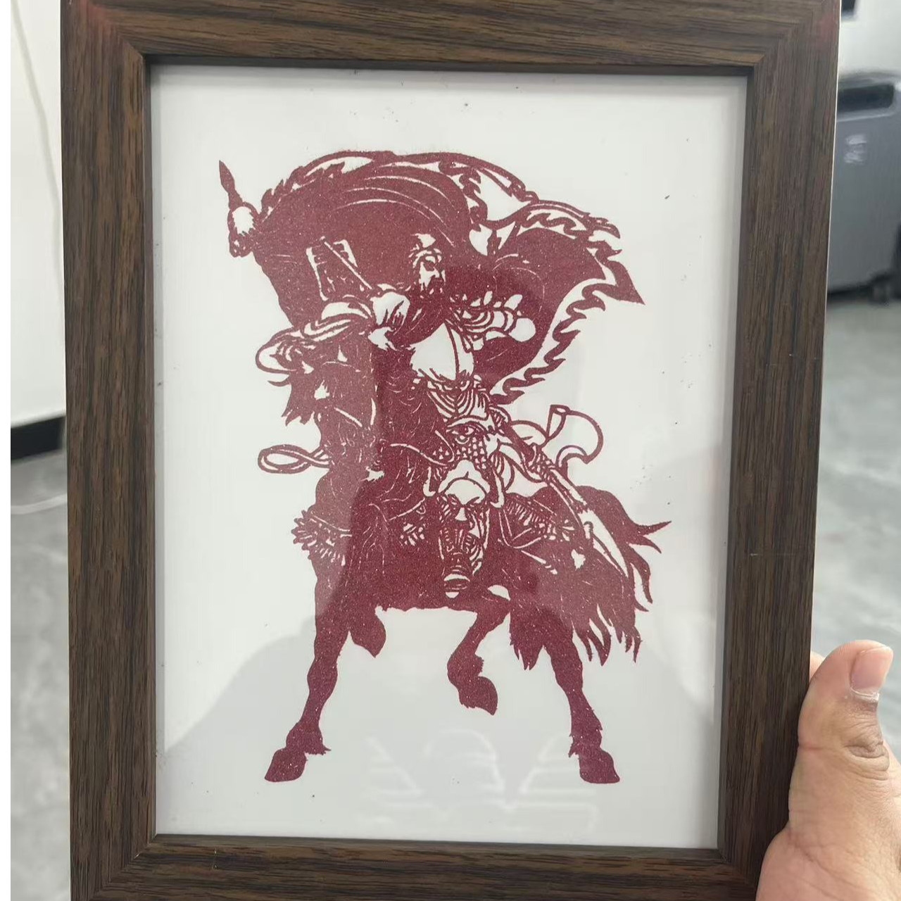 含辰砂工艺品朱砂粉关公相框摆台