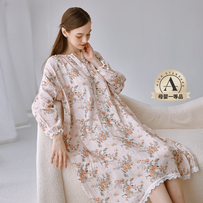 睡裙春夏怀孕期产妇月子服纱布产后孕妇裙子喂奶哺乳家居裙