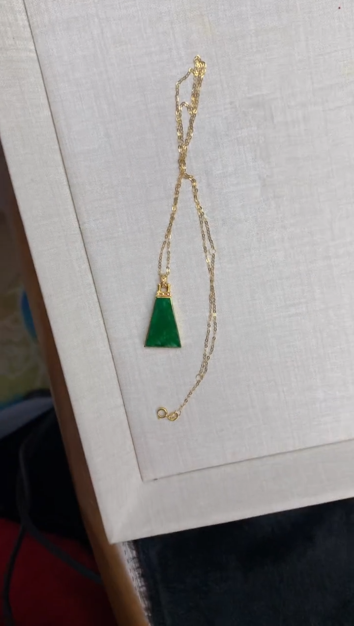 【闪购商品】翡翠颈饰18K金镶嵌无事牌套链18K金链